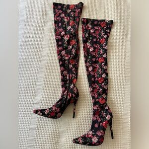Floral Over-the-Knee Women's Boots